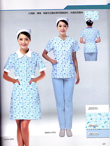 海洋图案护士服批发